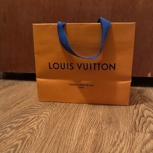 Louis Vuitton Orange Bag with Blue Handles